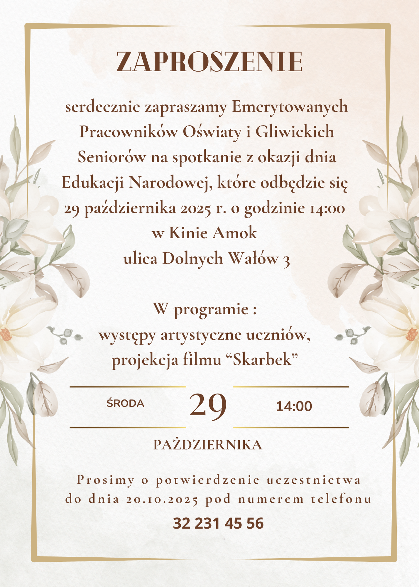 Zaproszenie na Gliwicki Dzien Emerytowanych Pracownikow Oswiaty